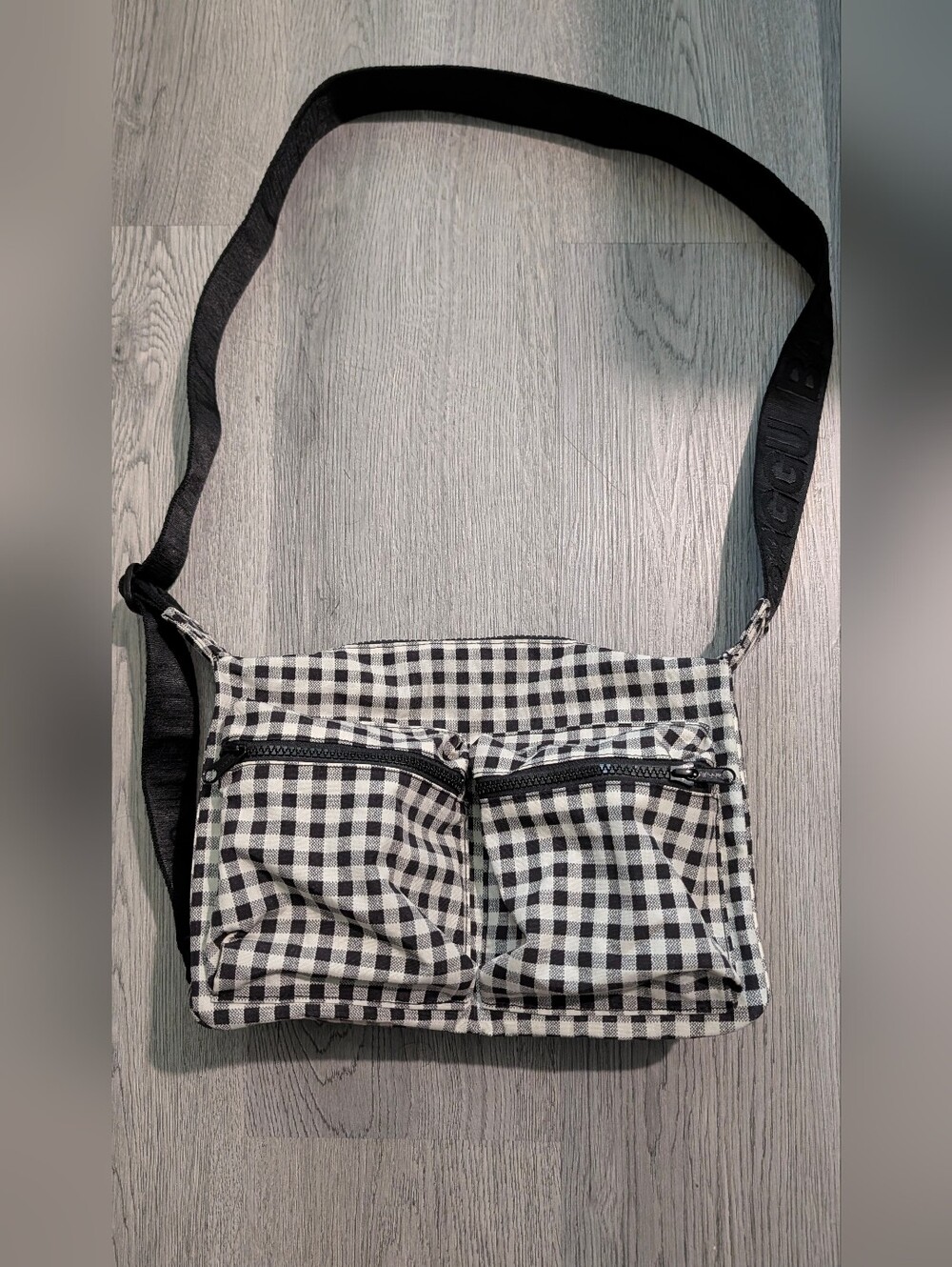 Baggu Medium Cargo Shoulder Bag Black White Gingham Sold Out